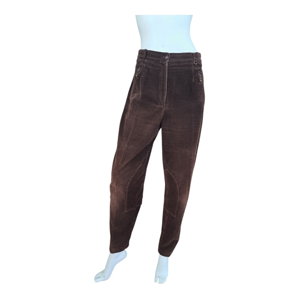 Vintage corduroy brown vest & brown high waist pants & sleeveless jacket - Picture 4 of 12
